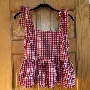 Madewell Red Gingham Top